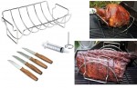 Set Fleisch PUR – Braten Rib Rack mit 4 Steakmessern und Injektor